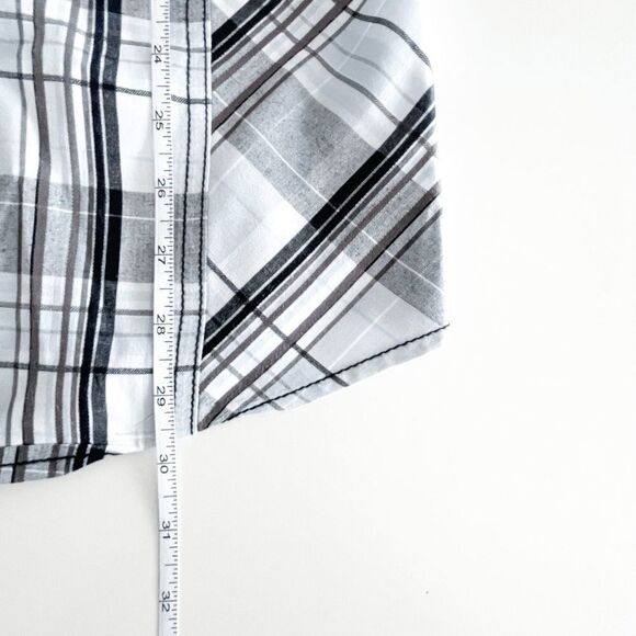 Panhandle Slim Mens Western Snap Up Shirt Long Sleeve Plaid Black White Large - Picture 6 of 7